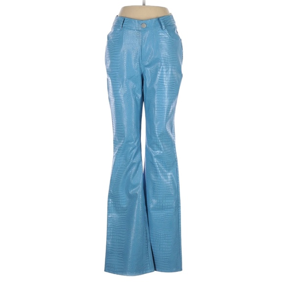 Princess Polly Pants - Princess Polly Blue Faux Leather Pants - Size US 4